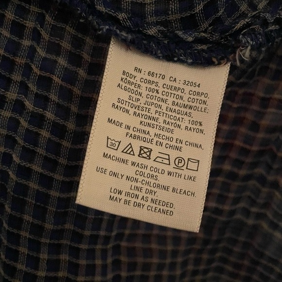 Anthropologie Holding Horses Navy Multicolor Plaid Lace Button Up Dress Size M - Picture 8 of 9